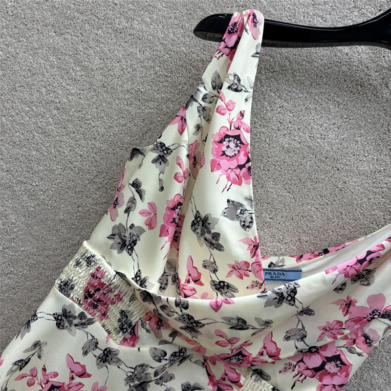 prada floral V-neck crossover sleeveless dress replica clothing