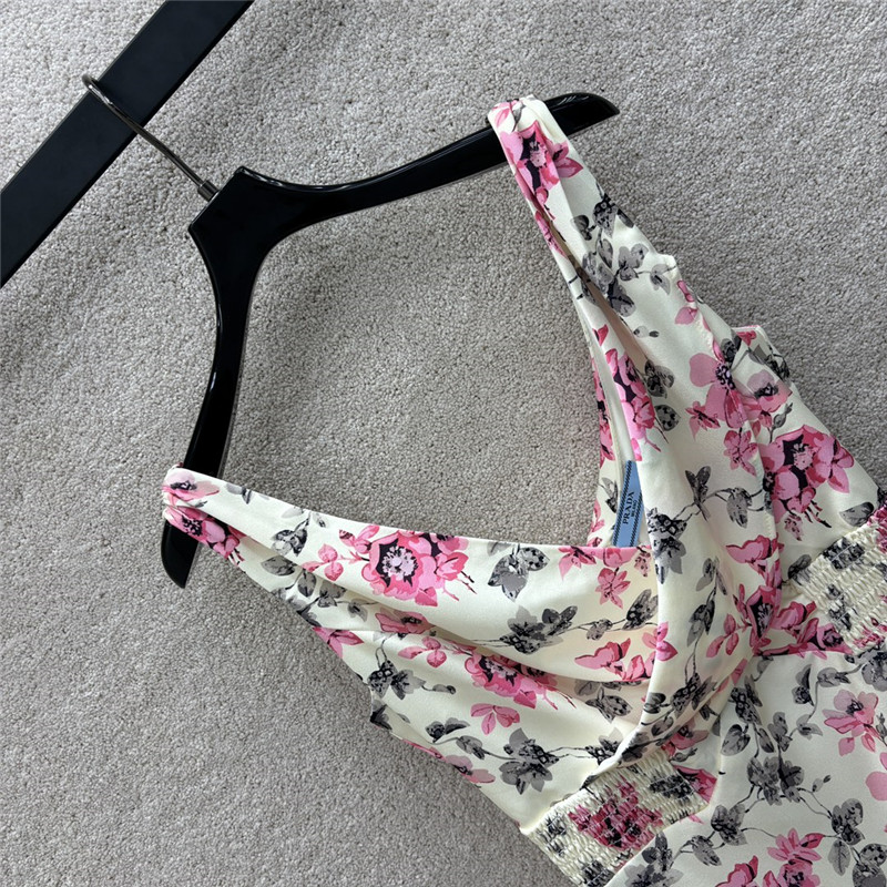 prada floral V-neck crossover sleeveless dress replica clothing