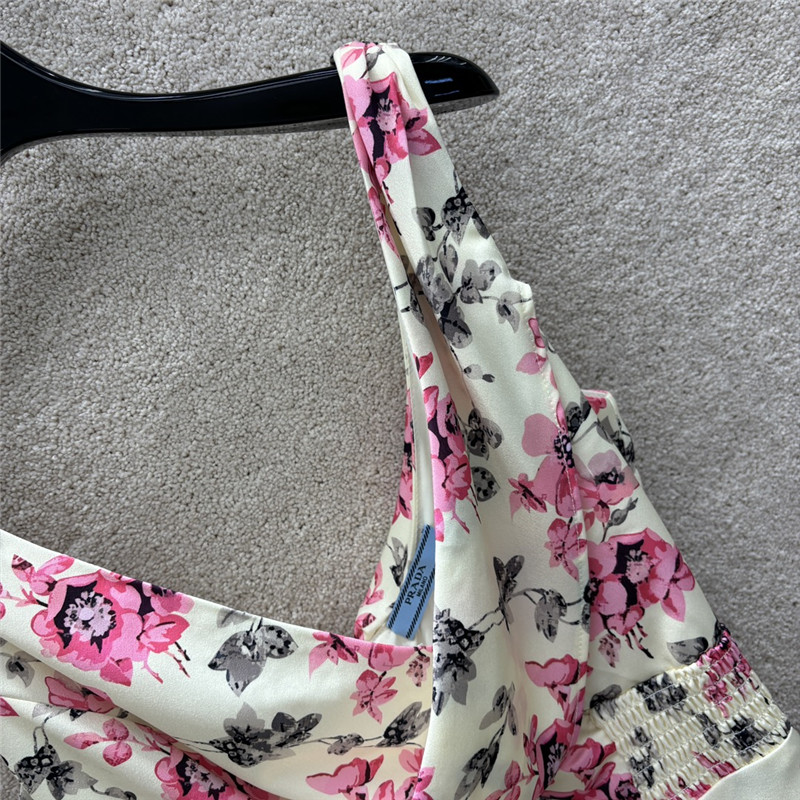 prada floral V-neck crossover sleeveless dress replica clothing