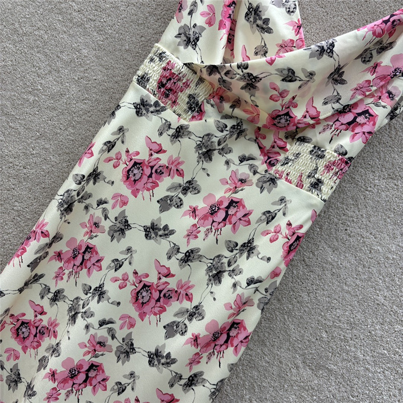 prada floral V-neck crossover sleeveless dress replica clothing