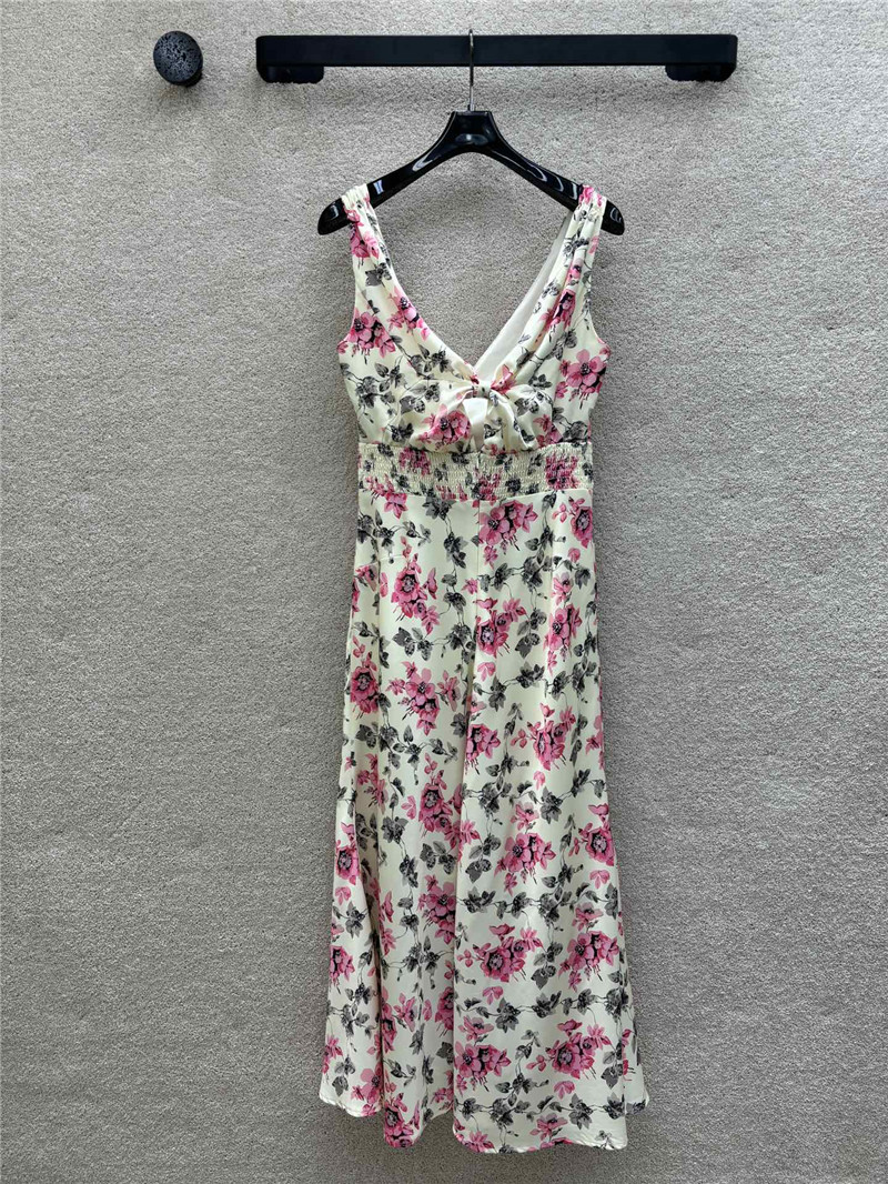 prada floral V-neck crossover sleeveless dress replica clothing