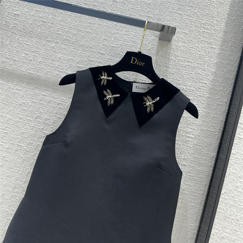 D10r beaded dragonfly velvet collar vest dress replica designer clothes