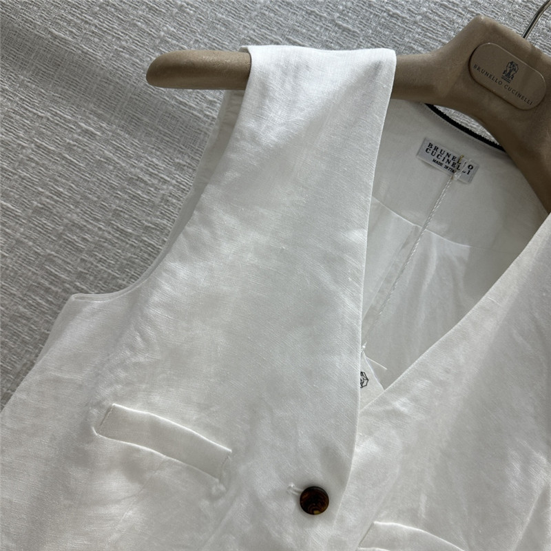 BC white cotton and linen vest suit replica clothes