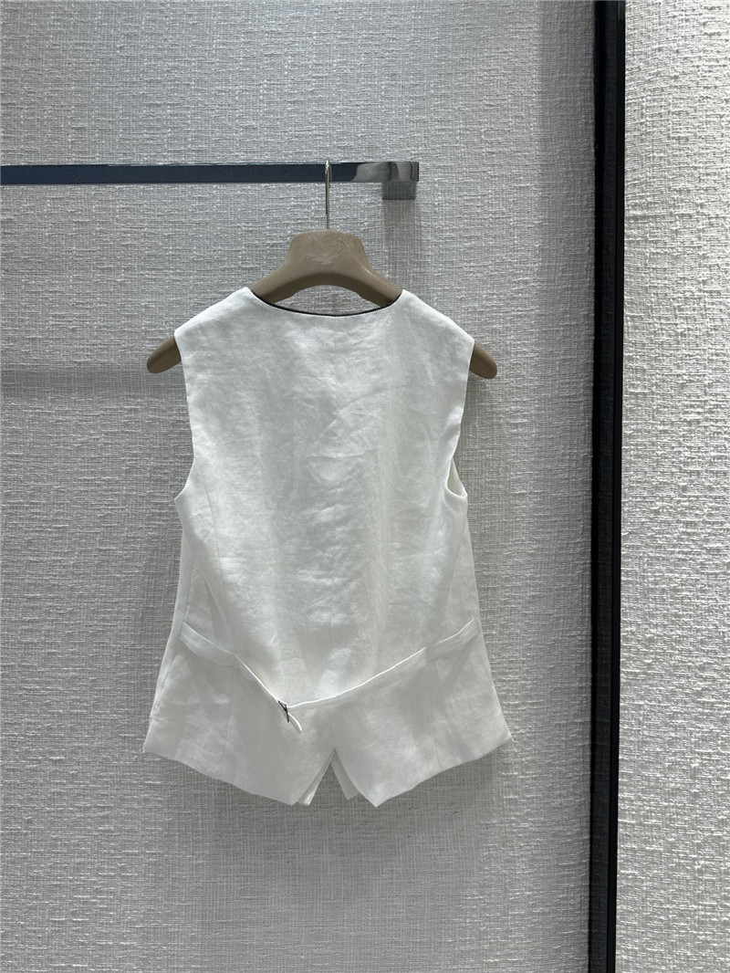 BC white cotton and linen vest suit replica clothes