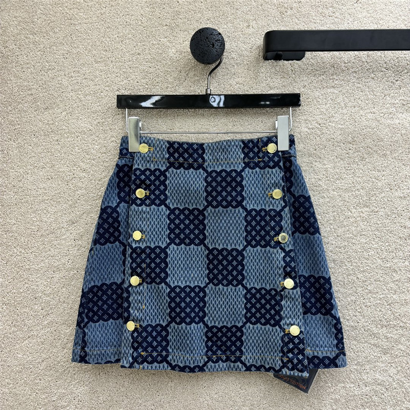louis vuitton LV checkerboard denim skirt replicas clothes