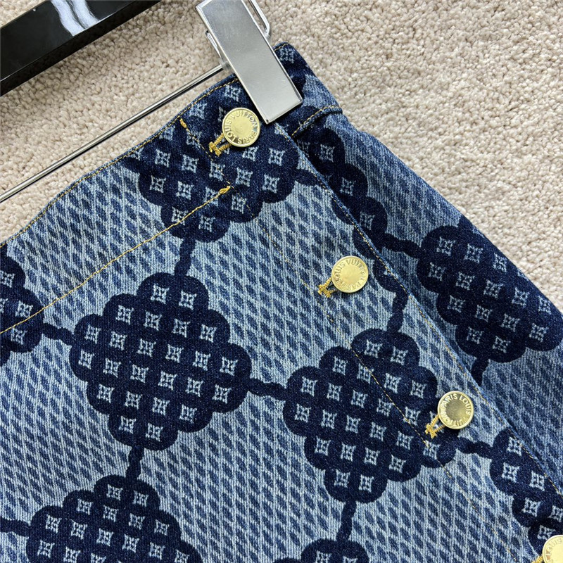 l0vis Vvtt0n lv checkerboard denim skirt replicas clothes