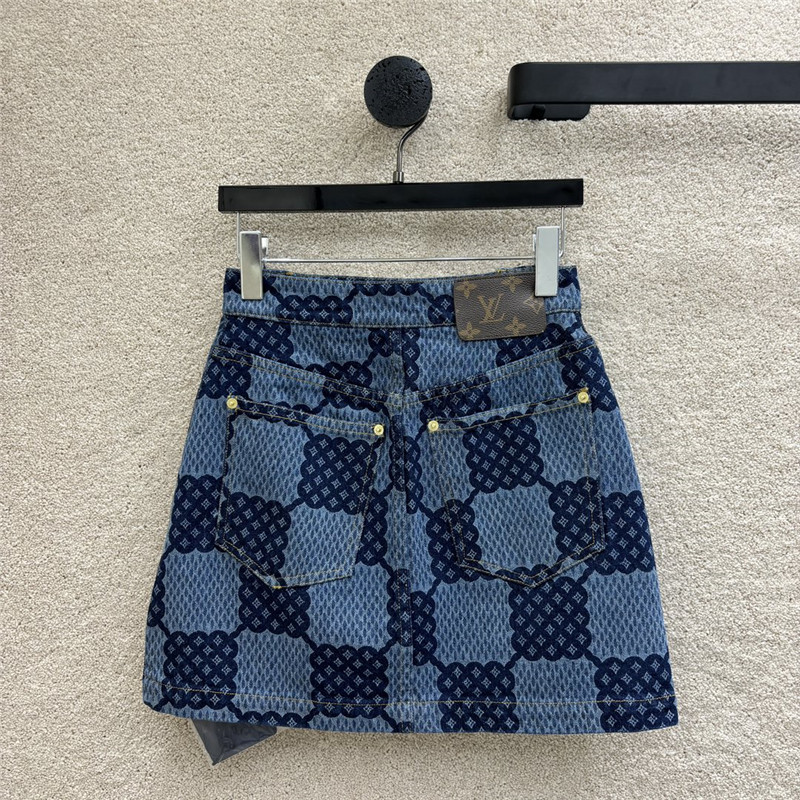 l0vis Vvtt0n lv checkerboard denim skirt replicas clothes