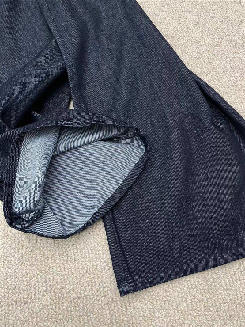 The R0w silk denim wide leg pants replica clothing