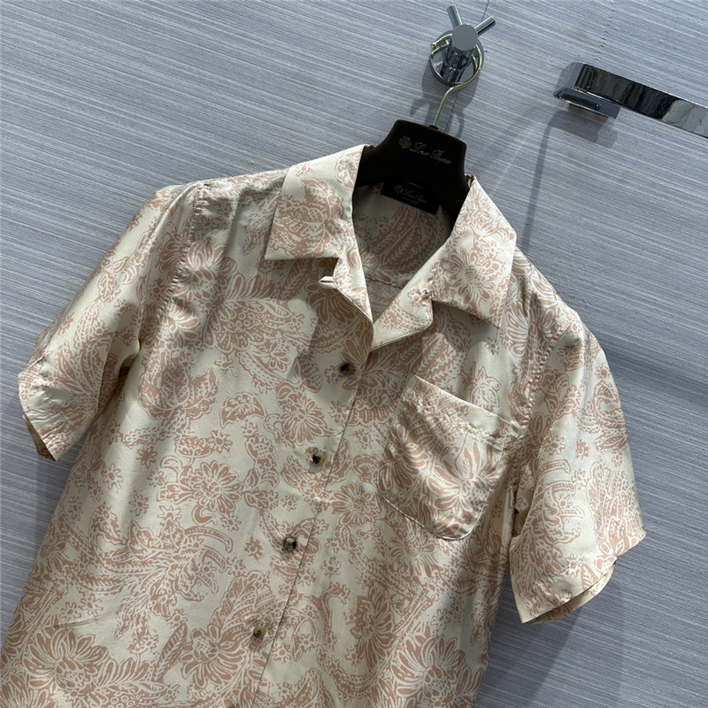 L0r0 P1ana mulberry silk short-sleeved shirt replica d&g clothing