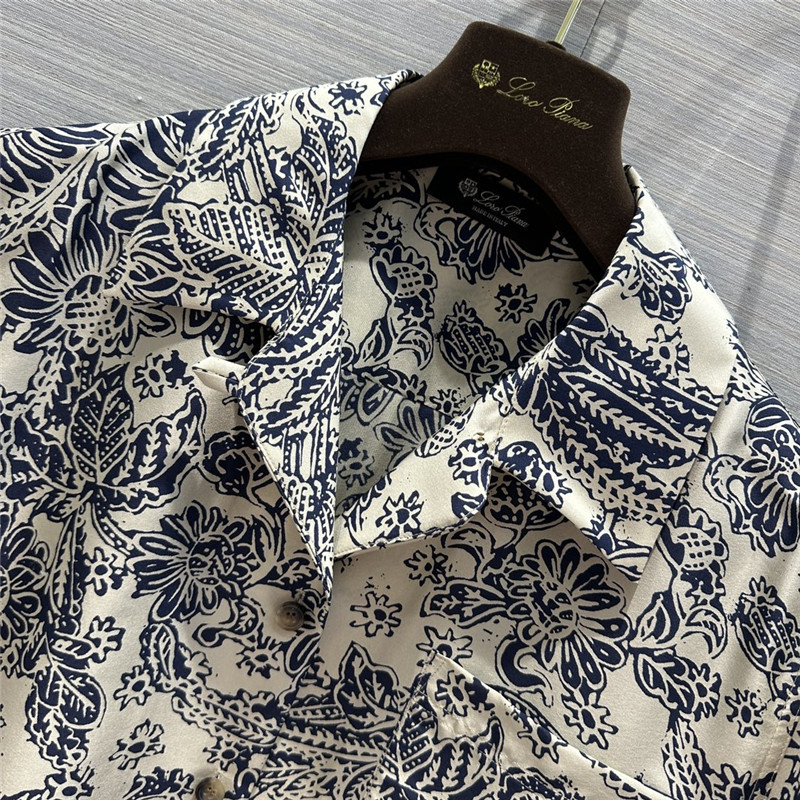 L0r0 P1ana mulberry silk short-sleeved shirt replica d&g clothing