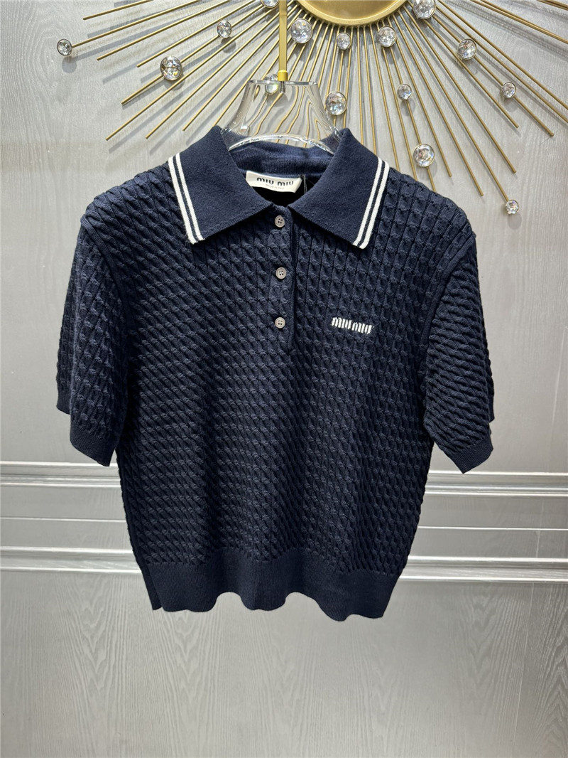 miumiu Polo short-sleeved knitted top replica clothes