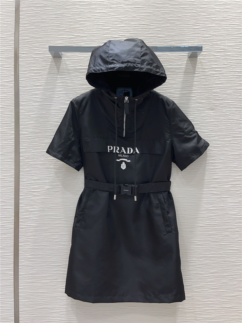 Prada Black Logo-print Drawstring-hood Jacket