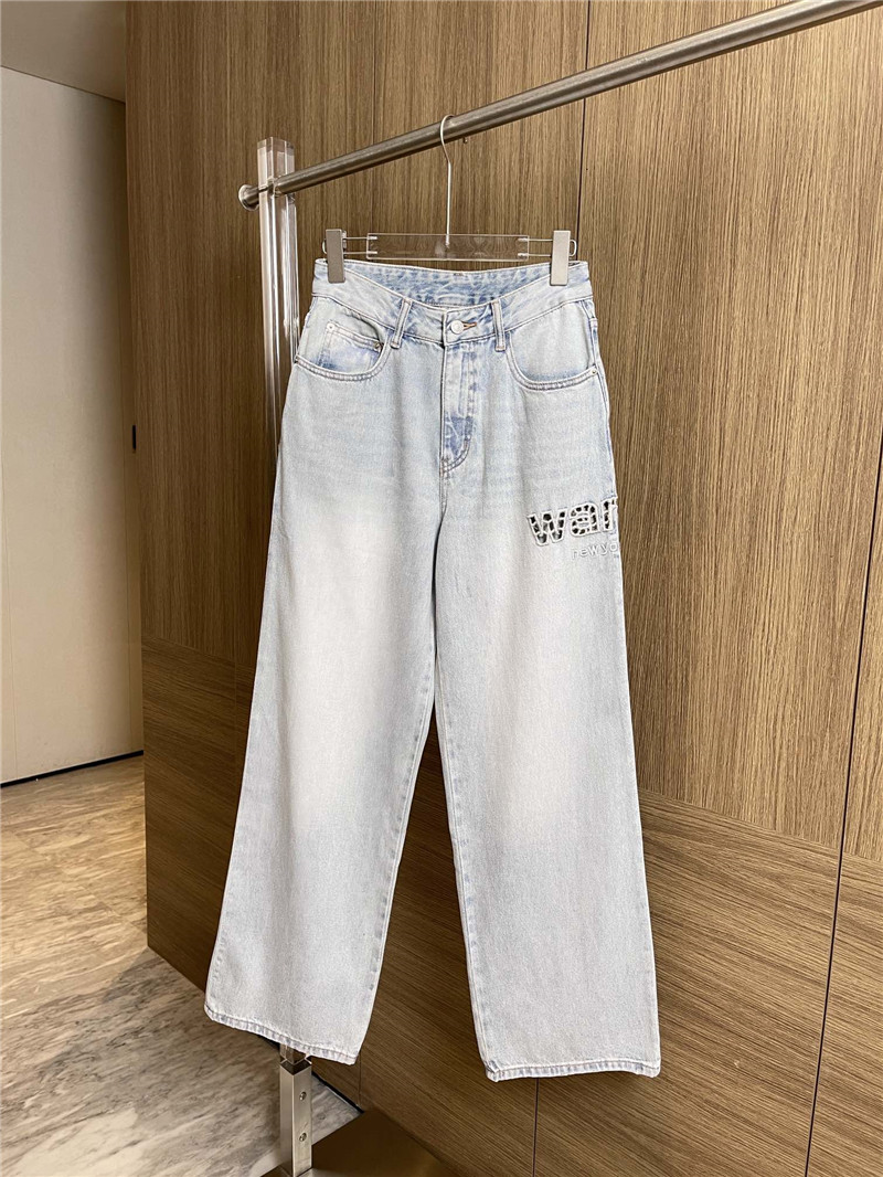 alexander wang hollow letter denim trousers replica clothes