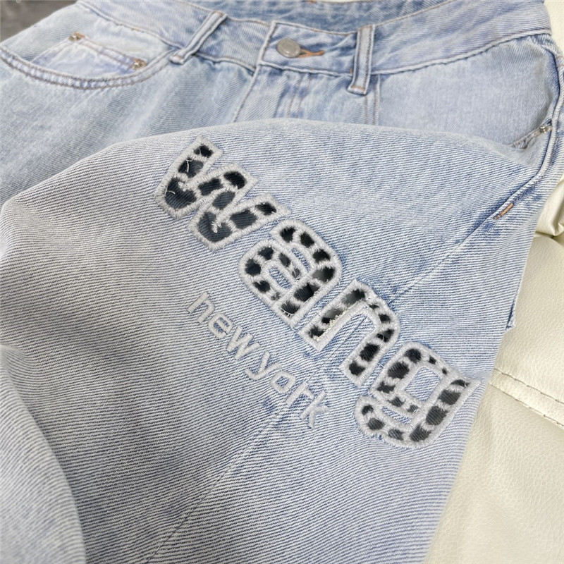 A1exa*der wang hollow letter denim trousers replica clothes