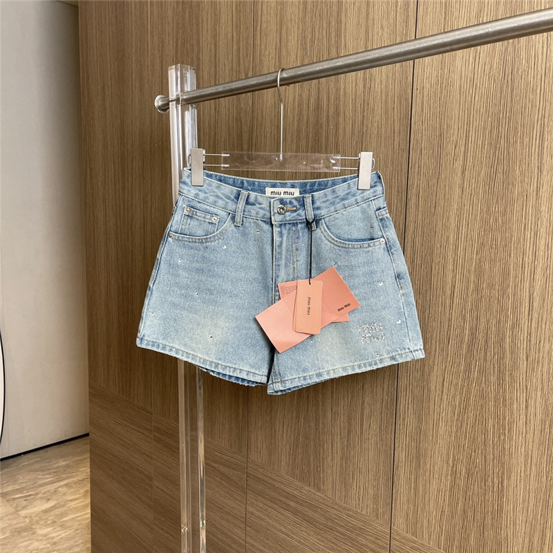miumiu hot diamond denim shorts replica clothes