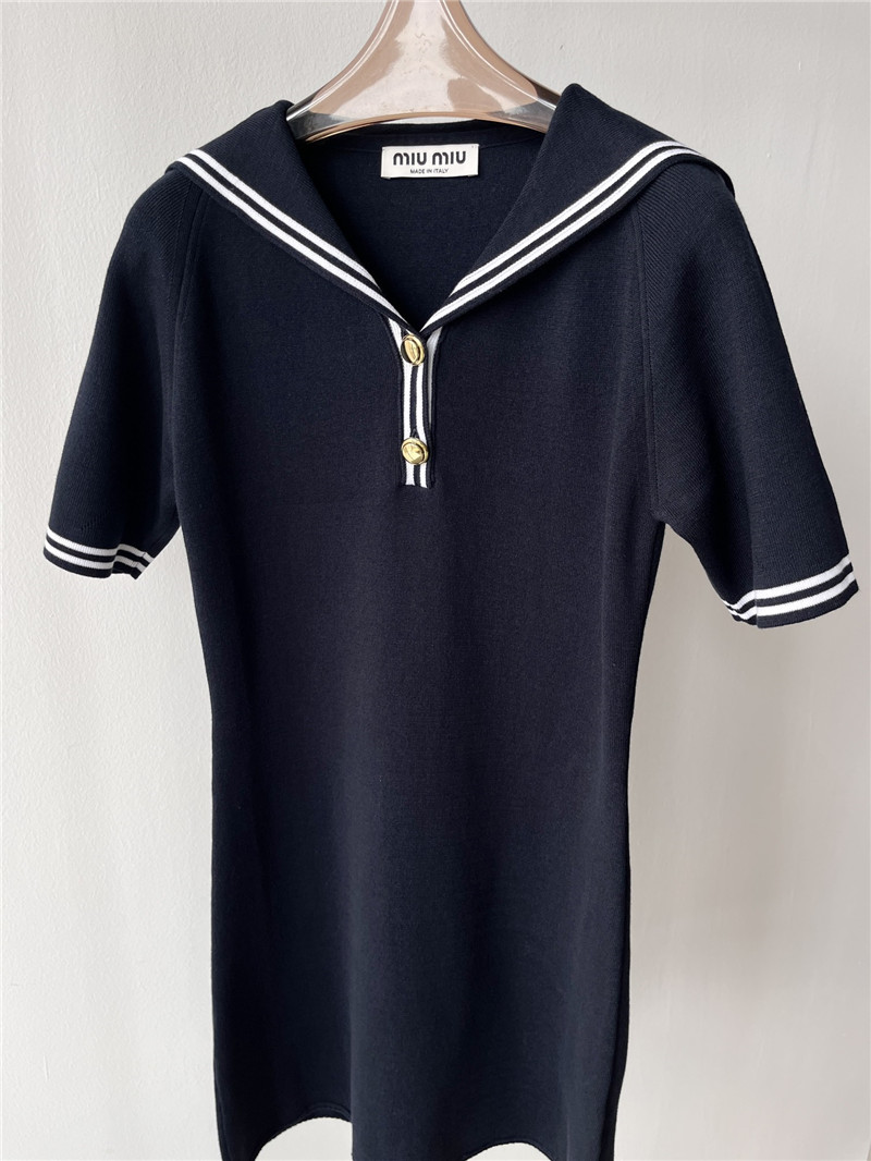 M1um1u navy knitted dress replica designer clothes