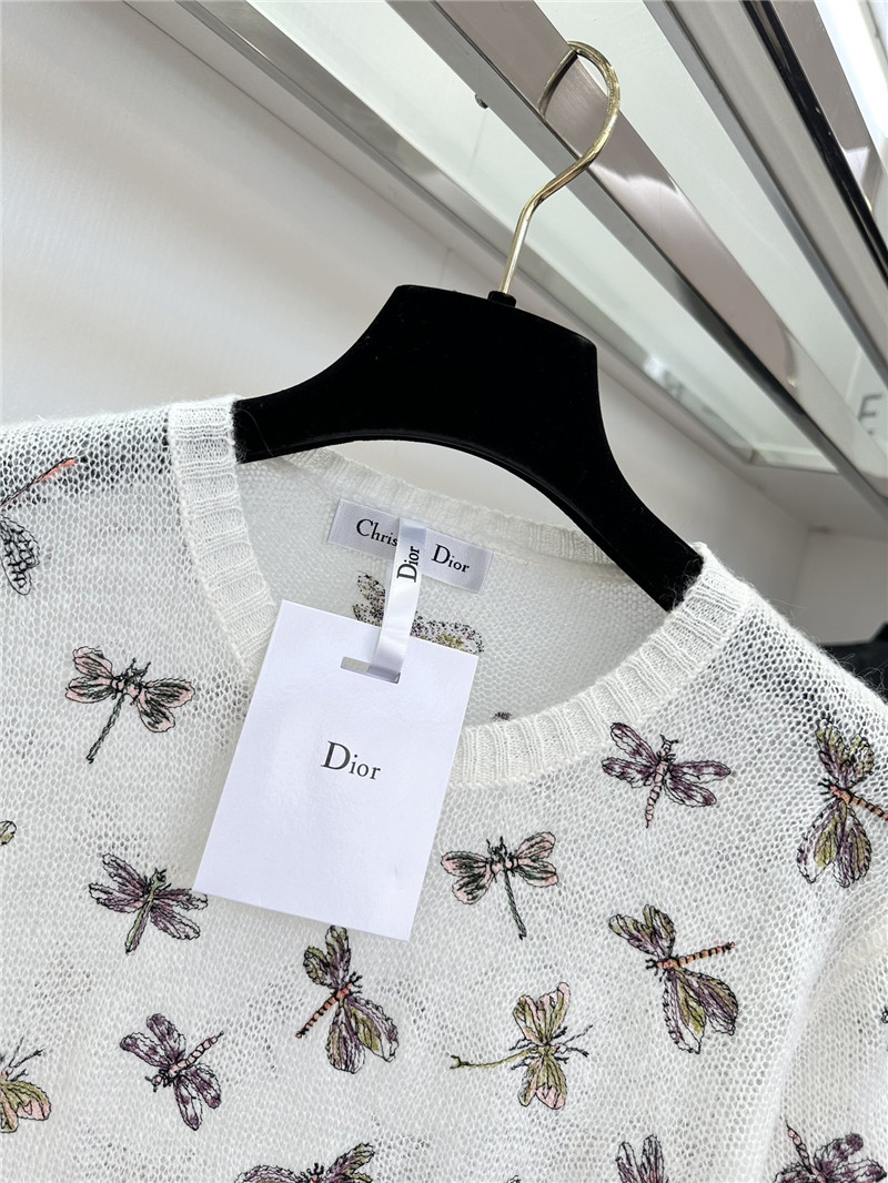 D10r embroidery dragonfly sweater in white