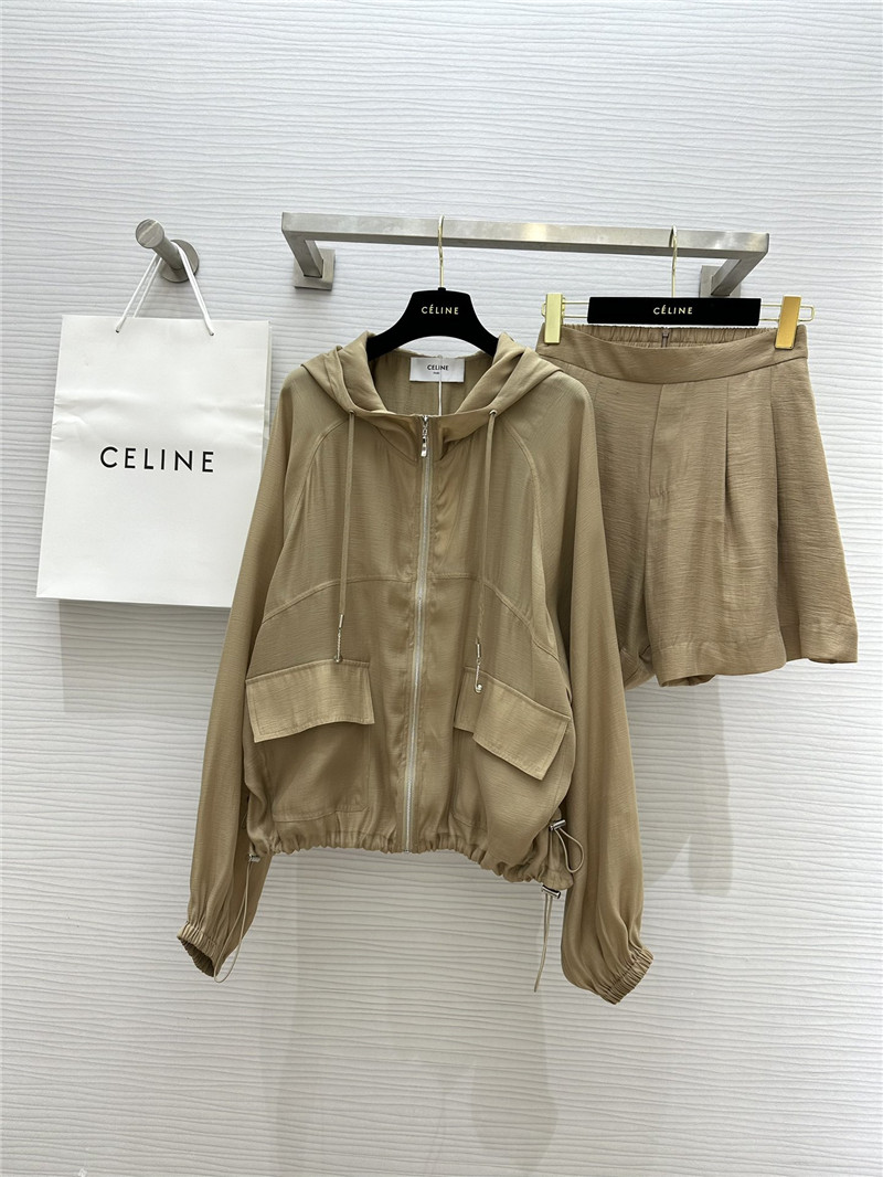 celine tencel hooded jacket + shorts set replica clothing sites