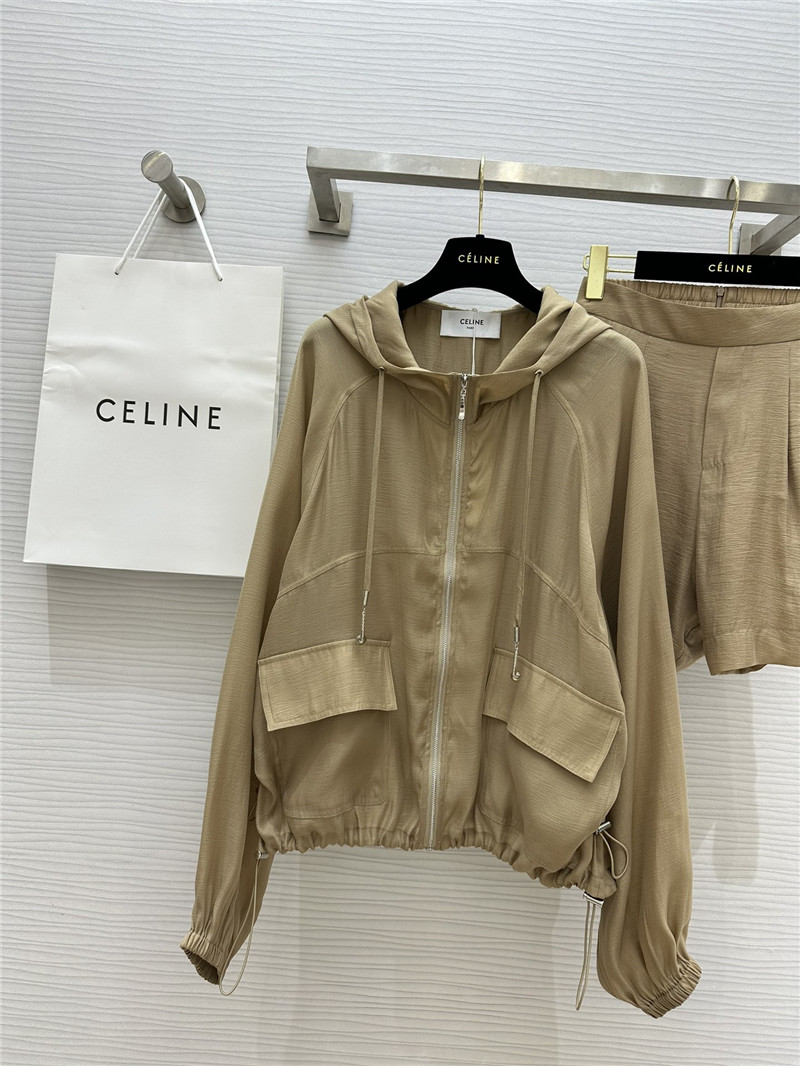 Ce1i*e tencel hooded jacket + shorts set replica clothing sites