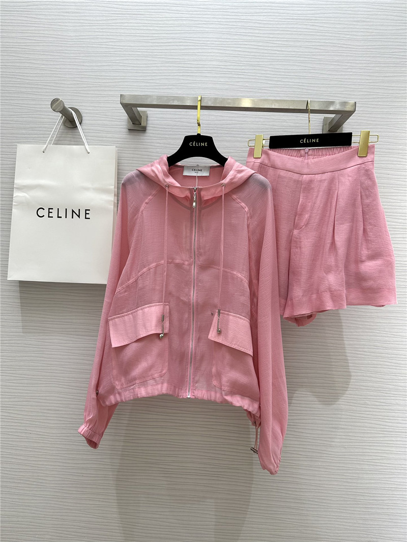 celine tencel hooded jacket + shorts set replica clothing sites