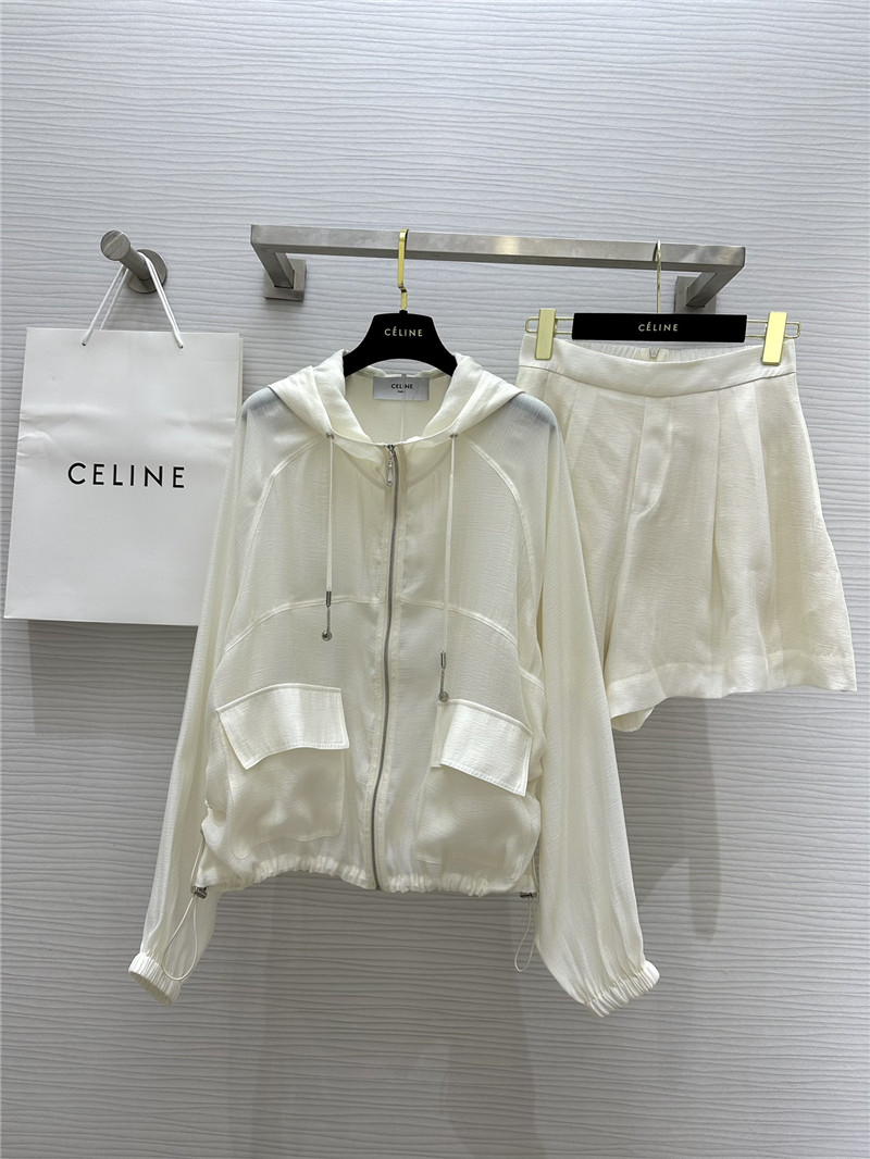 celine tencel hooded jacket + shorts set replica clothing sites