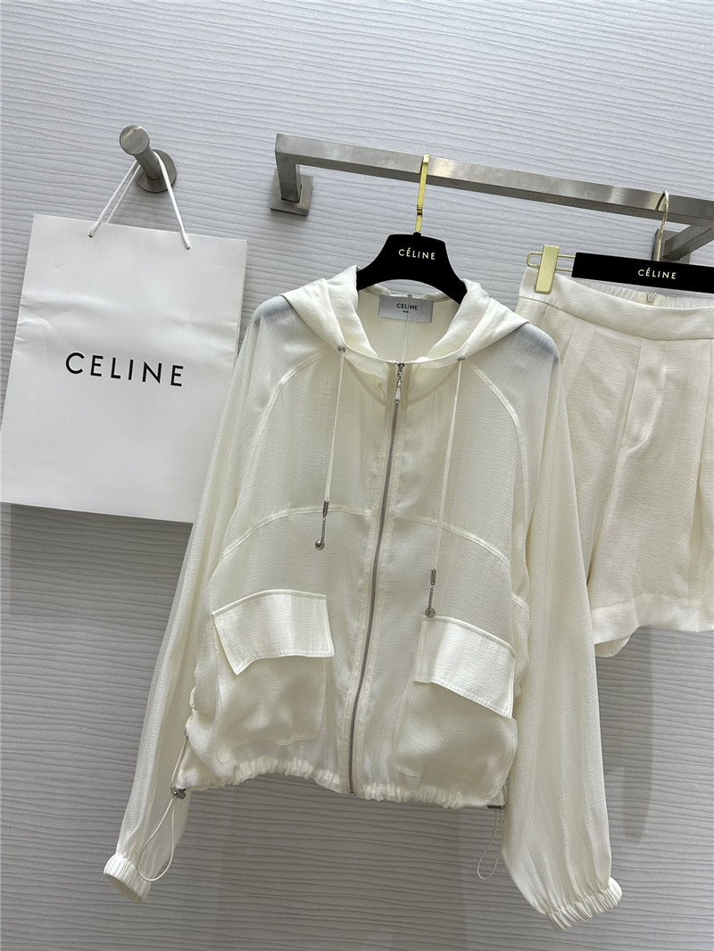 celine tencel hooded jacket + shorts set replica clothing sites