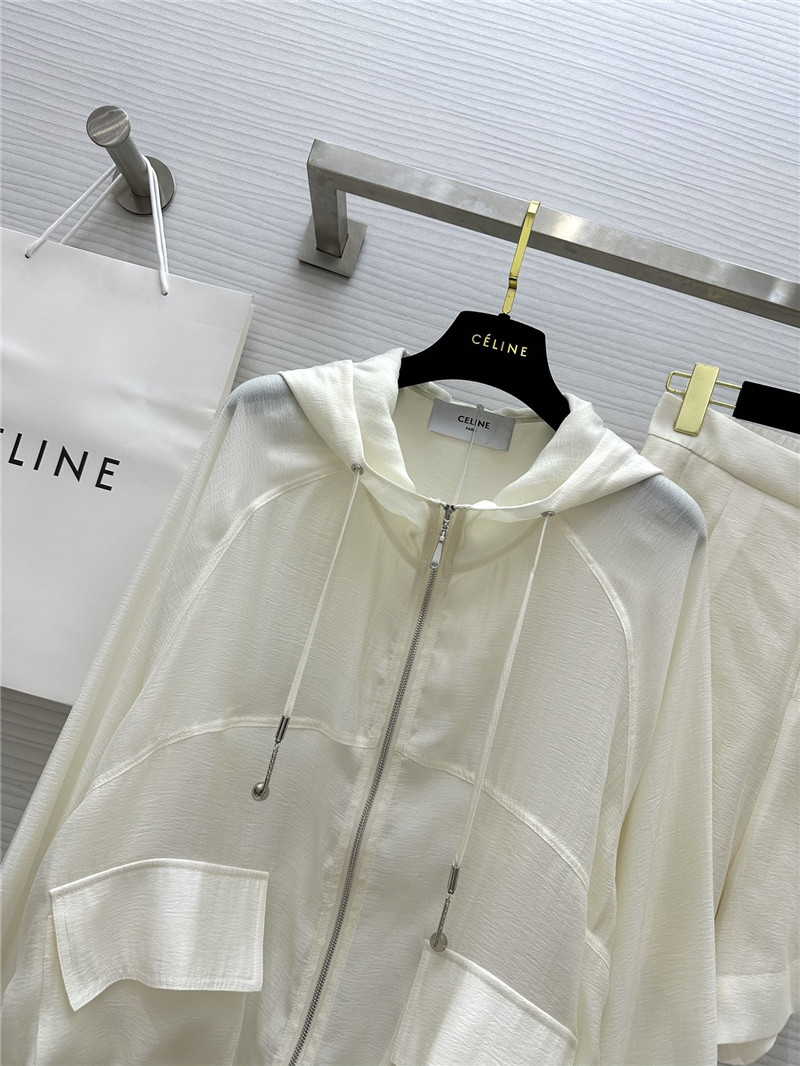celine tencel hooded jacket + shorts set replica clothing sites
