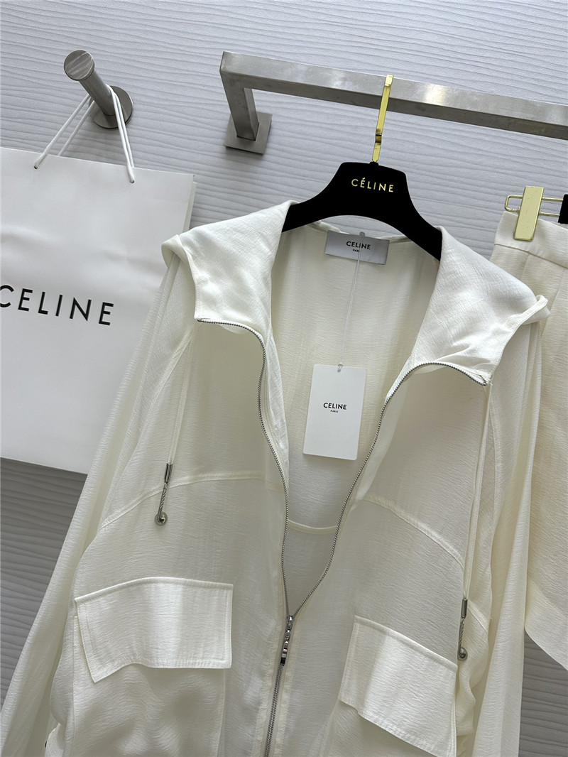 celine tencel hooded jacket + shorts set replica clothing sites
