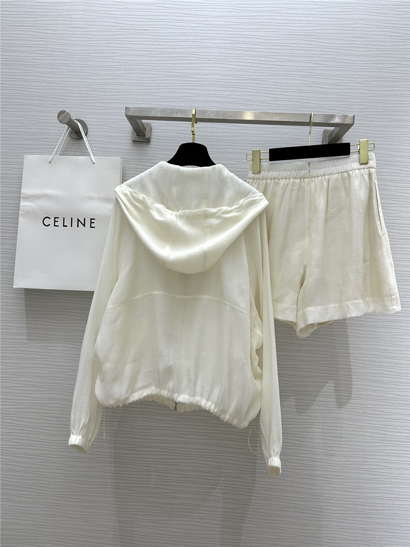 celine tencel hooded jacket + shorts set replica clothing sites
