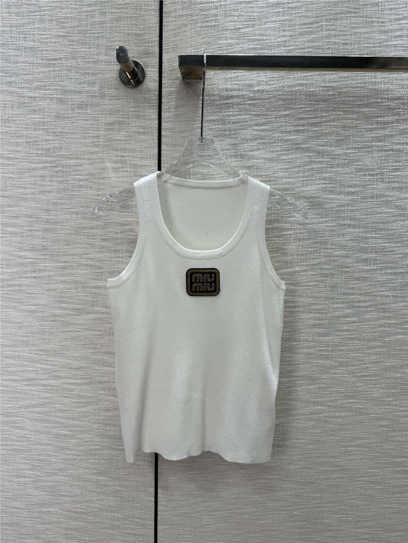miumiu gold thread logo knitted vest replicas clothes