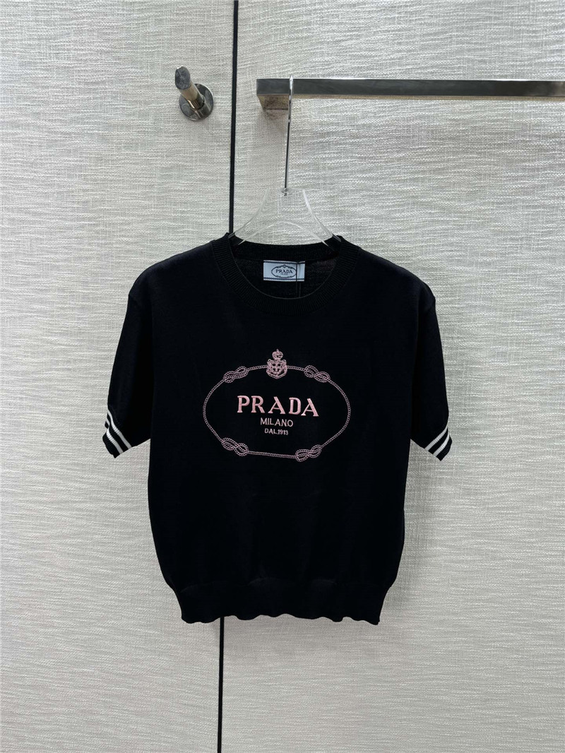 prada round neck knitted short sleeve replica d&g clothing