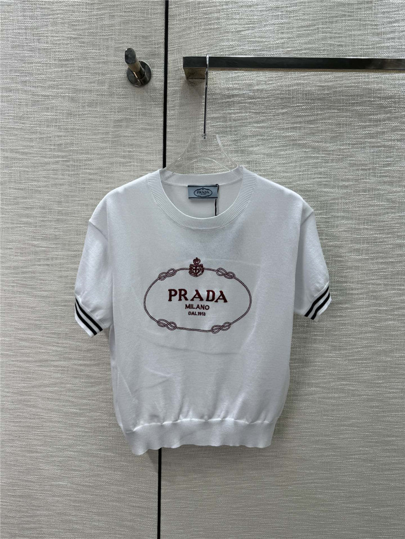prada round neck knitted short sleeve replica d&g clothing