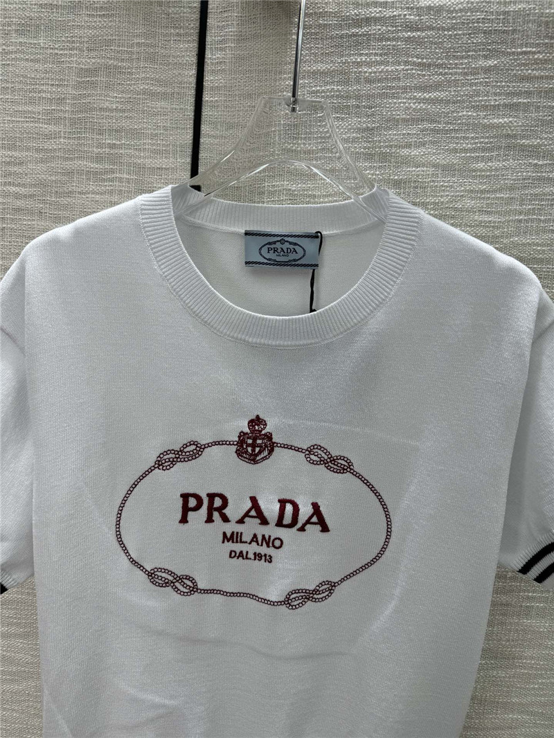 Pra*a round neck knitted short sleeve replica d&g clothing