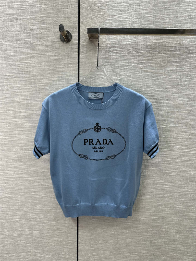prada round neck knitted short sleeve replica d&g clothing