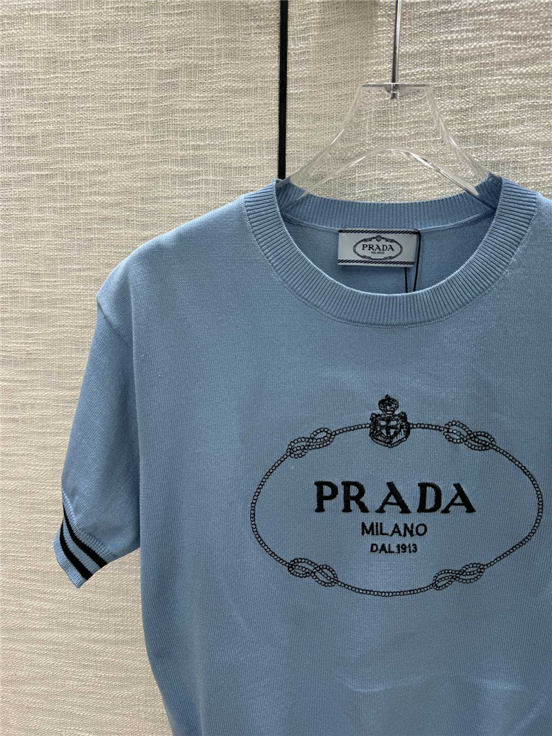 Pra*a round neck knitted short sleeve replica d&g clothing