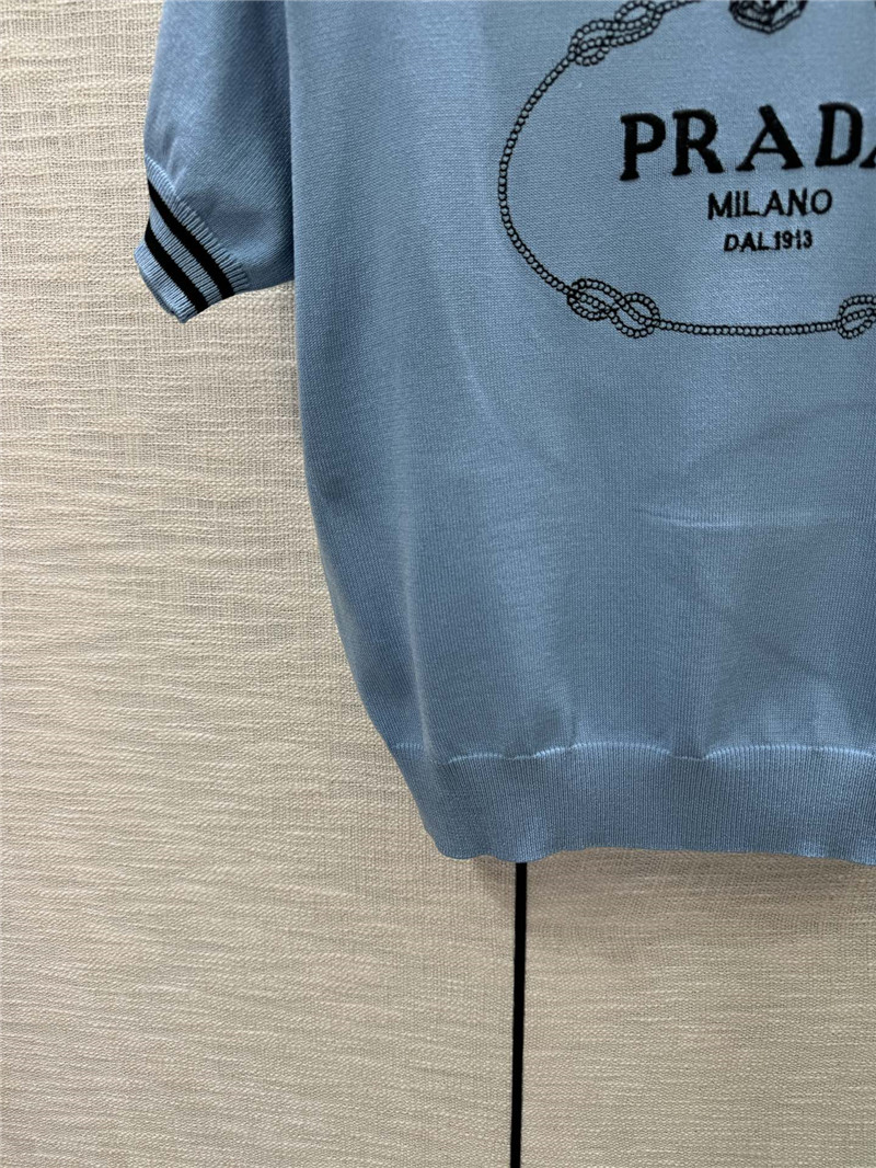 Pra*a round neck knitted short sleeve replica d&g clothing