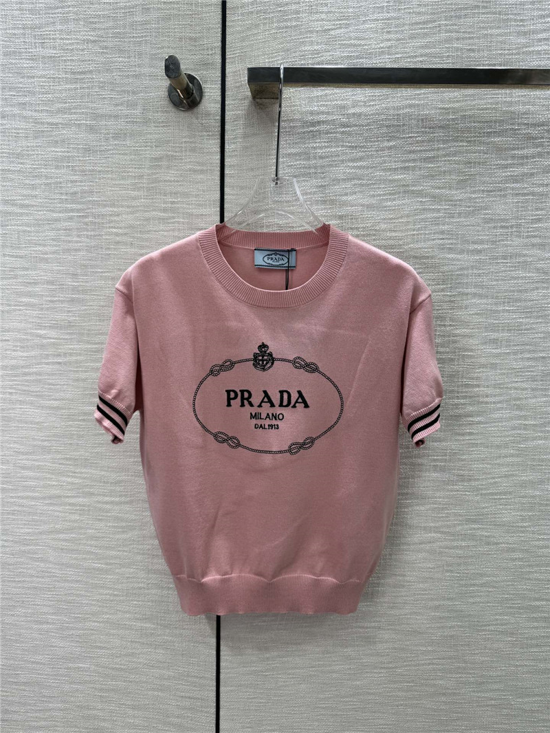 prada round neck knitted short sleeve replica d&g clothing