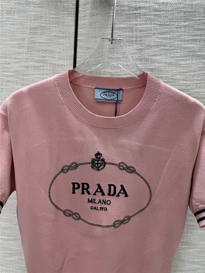 Pra*a round neck knitted short sleeve replica d&g clothing
