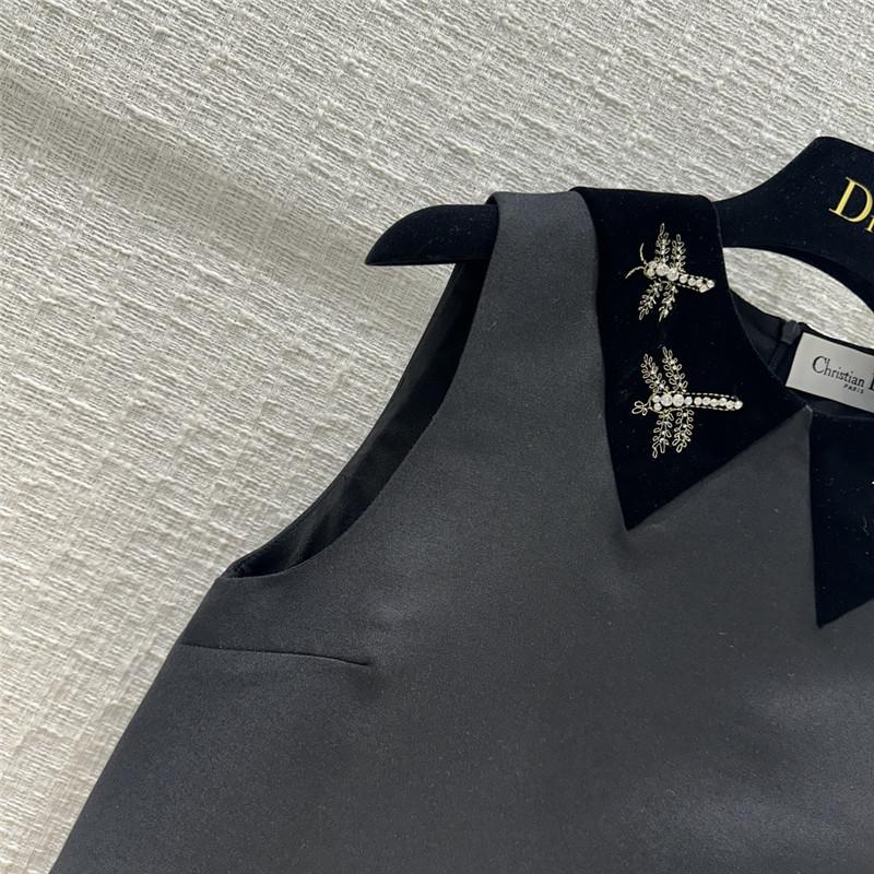 dior beaded dragonfly velvet collar vest dress replica clothes