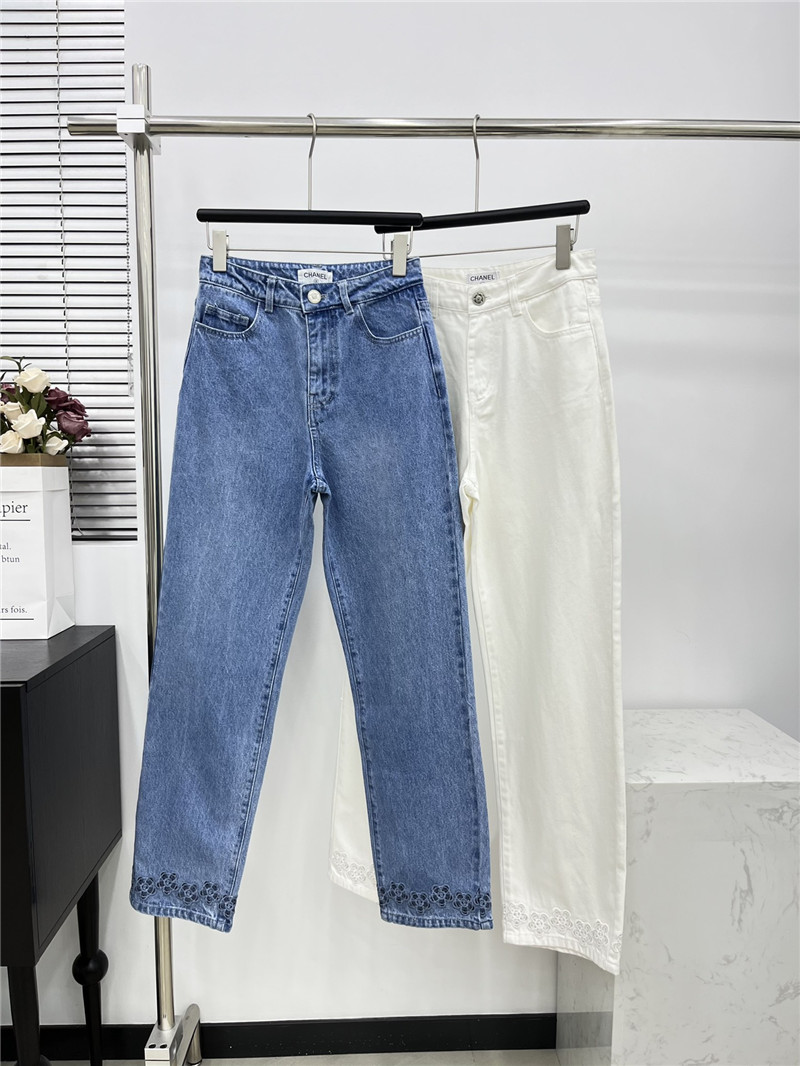 Chanel hollow camellia jeans replica clothing sites