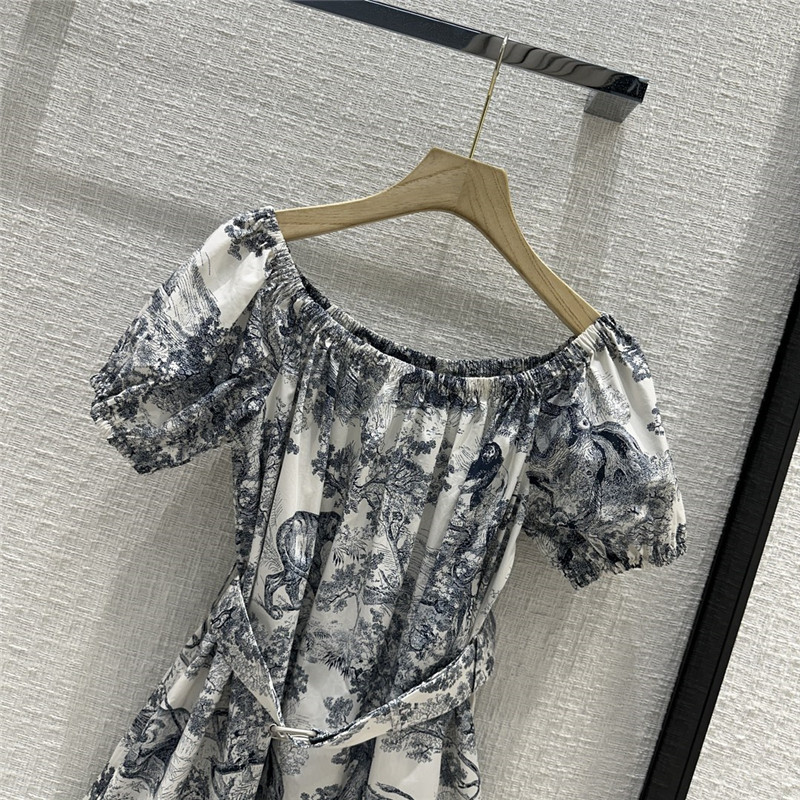 D10r one shoulder puff short sleeve dress replica clothes