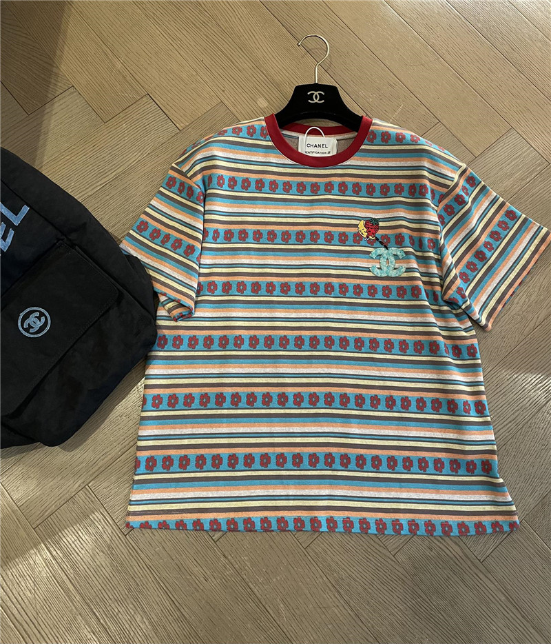 Ch**el new striped short sleeve replica clothes