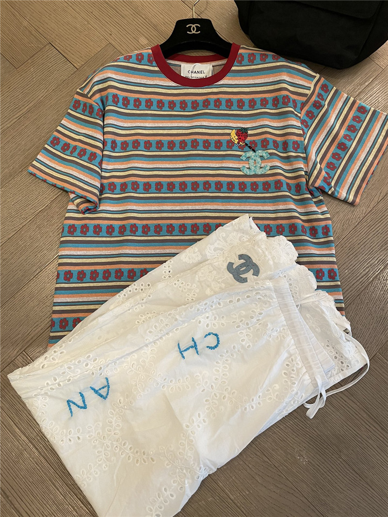 Ch**el new striped short sleeve replica clothes