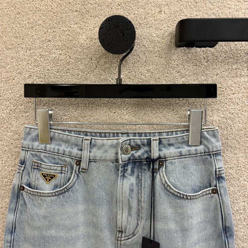 Pra*a triangle logo long denim skirt replica clothes