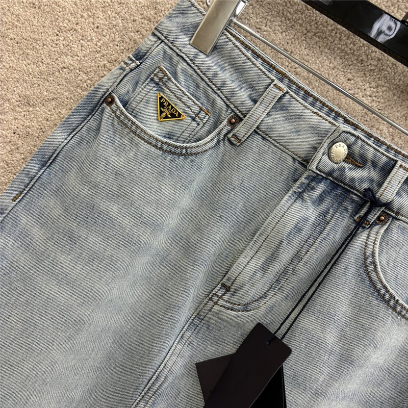 Pra*a triangle logo long denim skirt replica clothes