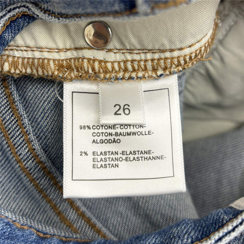 Ch**el raw edge denim straight pants replica designer clothes