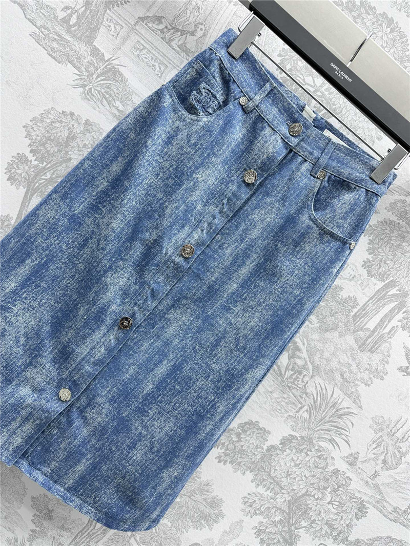 Ch**el washed denim skirt replica designer clothes