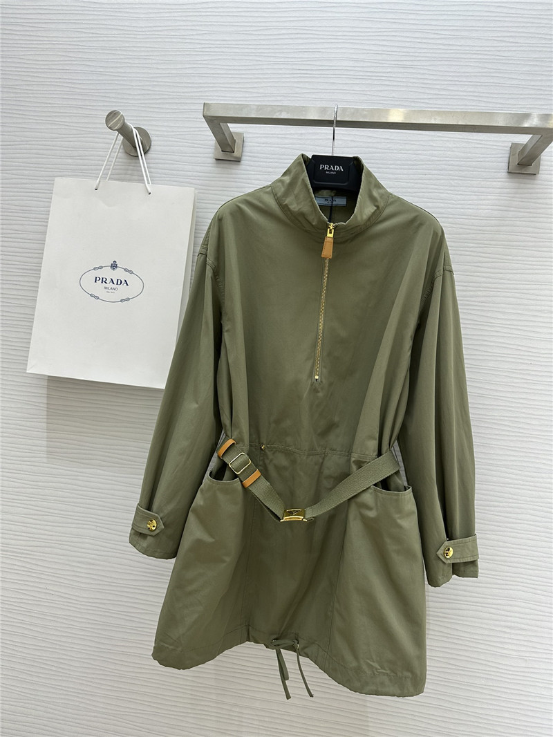 prada lapel zipper dress replica designer clothes
