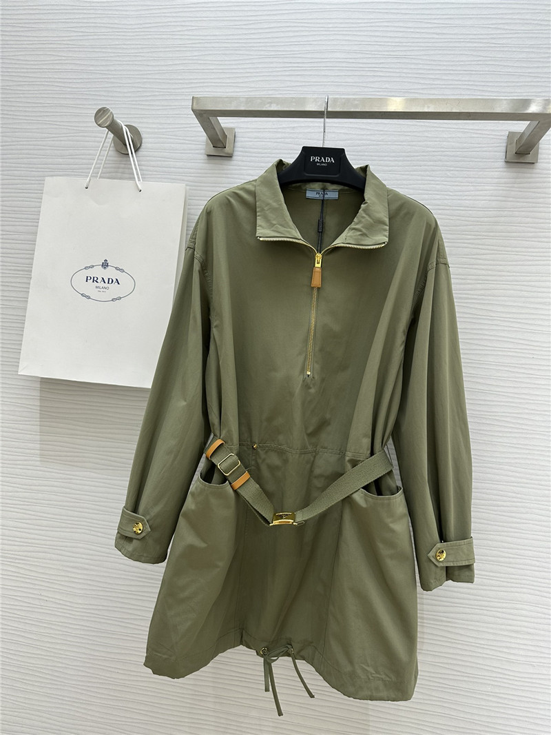 prada lapel zipper dress replica designer clothes