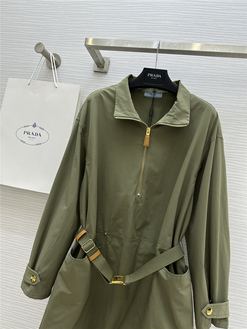 prada lapel zipper dress replica designer clothes